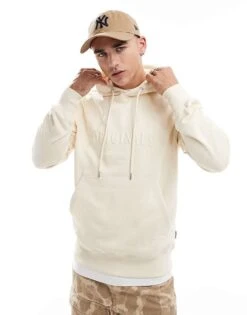 Jack & Jones Oversized 3d Print Logo Hoodie In Off White For Men Antique White -Men Style Shop 206957883 1 antiquewhite 1