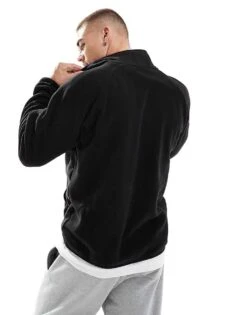 Jack & Jones Half Zip Fleece With Nylon Panel In Black For Men -Men Style Shop 206957937 4