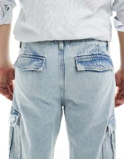 Jack & Jones Eddie Loose Cargo Jean In Light Blue Wash For Men Blue Denim -Men Style Shop 206957971 4