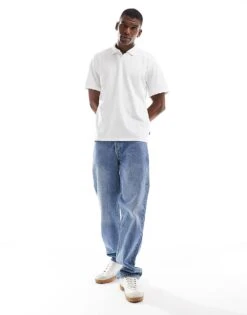 Jack & Jones Plisse Notch Polo In White For Men Bright White -Men Style Shop 206958049 4