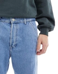 Jack & Jones Eddie Loose Worker Jean In Mid Blue Wash For Men Blue Denim -Men Style Shop 206958052 3