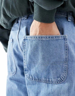 Jack & Jones Eddie Loose Worker Jean In Mid Blue Wash For Men Blue Denim -Men Style Shop 206958052 4