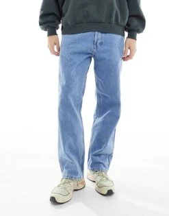 Jack & Jones Eddie Loose Worker Jean In Mid Blue Wash For Men Blue Denim -Men Style Shop 206958052 5