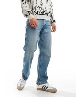 Jack & Jones Eddie Loose Carpenter Jean In Mid Blue Vintage Wash For Men Blue Denim -Men Style Shop 206958128 4