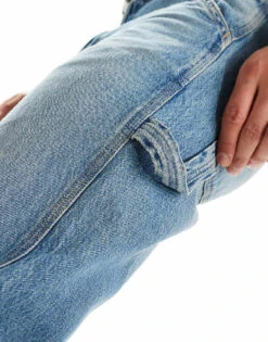 Jack & Jones Eddie Loose Carpenter Jean In Mid Blue Vintage Wash For Men Blue Denim -Men Style Shop 206958128 5