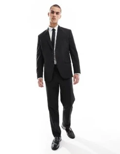 Jack & Jones Regular Fit Suit Jacket In Black