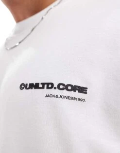 Jack & Jones Oversized Core Back Print T-shirt In White For Men -Men Style Shop 206958191 4