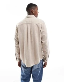 Jack & Jones Brushed Texture Shirt In Beige For Men Summer Sand -Men Style Shop 206958281 4