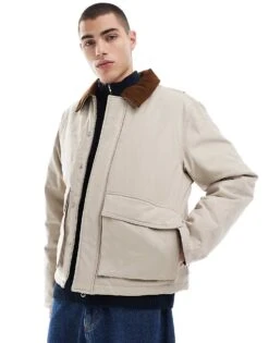 Jack & Jones Cotton Carpenter Jacket With Pockets In Beige For Men Humus -Men Style Shop 206958289 1 humus 1