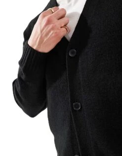 Jack & Jones Oversized Fluffy Cardigan In Black For Men -Men Style Shop 206958297 4