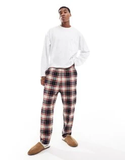 Jack & Jones Brushed Check Pyjama Bottom In Beige & Rust For Men Cloud Dancer -Men Style Shop 206958322 1 clouddancer 1