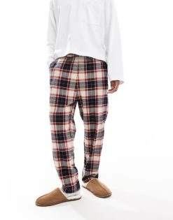Jack & Jones Brushed Check Pyjama Bottom In Beige & Rust For Men Cloud Dancer -Men Style Shop 206958322 4