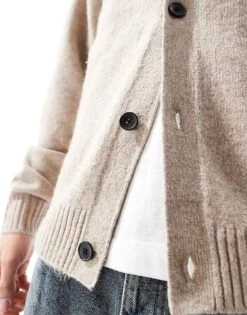 Jack & Jones Oversized Fluffy Cardigan In Beige For Men Atmosphere -Men Style Shop 206958330 3