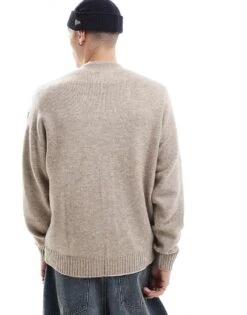 Jack & Jones Oversized Fluffy Cardigan In Beige For Men Atmosphere -Men Style Shop 206958330 4