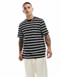 Jack & Jones Oversized Stripe T-shirt In Black For Men -Men Style Shop 206958341 1 black 1