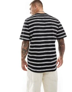 Jack & Jones Oversized Stripe T-shirt In Black For Men -Men Style Shop 206958341 4
