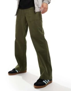 Jack & Jones Bill Wide Fit Carpenter Trouser In Khaki For Men Dusty Olive -Men Style Shop 206958353 1 dustyolive 1