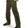 Jack & Jones Bill Wide Fit Carpenter Trouser In Khaki For Men Dusty Olive -Men Style Shop 206958353 1 dustyolive