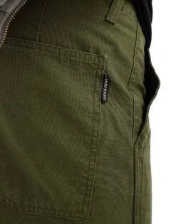 Jack & Jones Bill Wide Fit Carpenter Trouser In Khaki For Men Dusty Olive -Men Style Shop 206958353 4