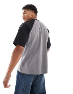 Jack & Jones Super Oversized Raglan T-shirt In Dark Grey & Black For Men Gargoyle -Men Style Shop 206958477 4