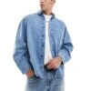 Jack & Jones Oversized Heavy Denim Shirt In Vintage Wshed Blue For Men Blue Denim -Men Style Shop 206958526 1 bluedenim