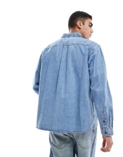 Jack & Jones Oversized Heavy Denim Shirt In Vintage Wshed Blue For Men Blue Denim -Men Style Shop 206958526 4