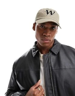 Jack & Jones Collegiate Baseball Cap In Beige For Men Silver Sage -Men Style Shop 206958600 3