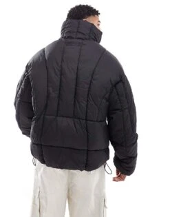 Jack & Jones Premium Vertical Panel Puffer Jacket In Black For Men -Men Style Shop 206958636 3