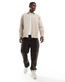 Jack & Jones Heavy Twill Shirt In Beige For Men -Men Style Shop 206958651 4