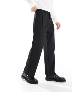 Jack & Jones Bill Wide Fit Pleat Front Smart Trouser In Black For Men -Men Style Shop 206958652 3