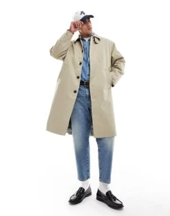 Jack & Jones Cotton Trench Coat In Beige For Men Silver Sage