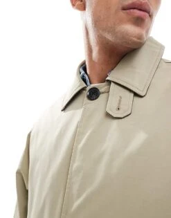 Jack & Jones Cotton Trench Coat In Beige For Men Silver Sage -Men Style Shop 206958707 3