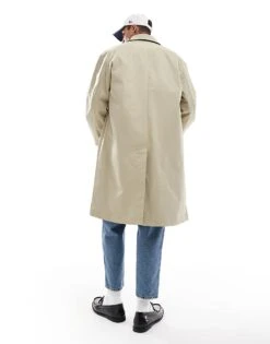 Jack & Jones Cotton Trench Coat In Beige For Men Silver Sage -Men Style Shop 206958707 4