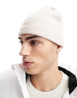 Jack & Jones Wool Mix Beanie In Oatmeal For Men Beige -Men Style Shop 206958733 3