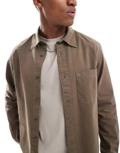 Jack & Jones Heavy Twill Shirt In Brown For Men Shitake -Men Style Shop 206958772 3