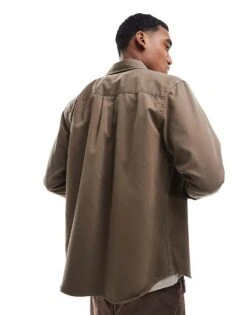 Jack & Jones Heavy Twill Shirt In Brown For Men Shitake -Men Style Shop 206958772 4