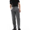 Jack & Jones Karl Loose Fit Smart Trouser In Charcoal Pinstripe For Men Dark Grey