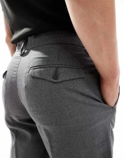 Jack & Jones Karl Loose Fit Smart Trouser In Charcoal Pinstripe For Men Dark Grey -Men Style Shop 206958773 4