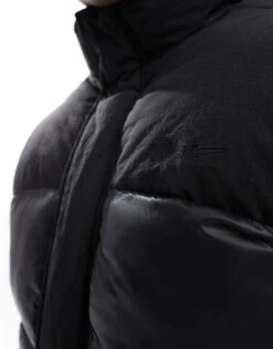 Jack & Jones High Shine Nylon Block Puffer Jacket In Black For Men -Men Style Shop 206958801 3