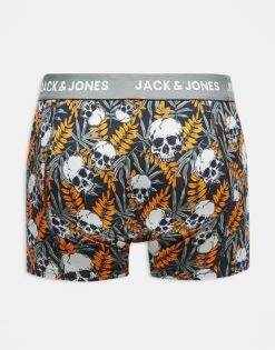 Jack & Jones 3 Pack Trunks In Skull Print In Navy For Men Night Sky -Men Style Shop 206958892 2