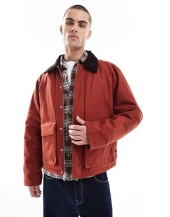 Jack & Jones Cotton Carpenter Jacket With Pockets In Rust For Men Brandy Brown -Men Style Shop 206958901 1 brandybrown 1