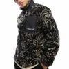 Jack & Jones Paisley Printed Zip Through Borg Jacket In Black For Men Tap Shoe Jacquard -Men Style Shop 206958909 1 tapshoejacquard