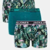 Jack & Jones 3 Pack Trunks In Tropical Print In Black For Men