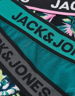 Jack & Jones 3 Pack Trunks In Tropical Print In Black For Men -Men Style Shop 206958965 3