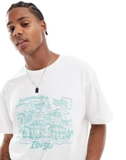Jack & Jones Oversized T-shirt With Ibiza Print In White For Unisex Bright White -Men Style Shop 206962170 1 brightwhite 1