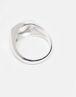 Jack & Jones Silver Plated Engraved Signet Ring For Men -Men Style Shop 206973392 2