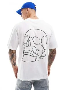 Jack & Jones Oversized T-shirt With Skull Back Print In White For Men -Men Style Shop 206982383 1 white 1