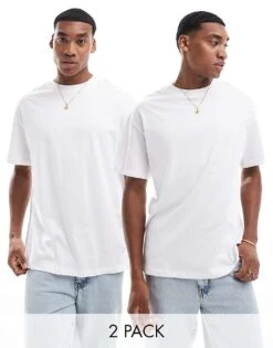 Jack & Jones 2 Pack Oversized T-shirt In White For Men -Men Style Shop 206983523 1 white 1