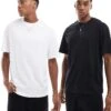 Jack & Jones 2 Pack Oversized T-shirt In White & Black For Men White/black -Men Style Shop 206983542 1 whiteblack