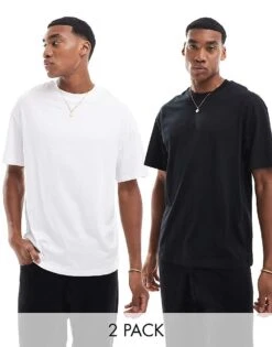 Jack & Jones 2 Pack Oversized T-shirt In White & Black For Men White/black